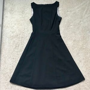 Black, lined fit and flare dress